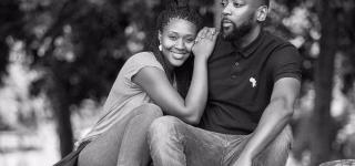 Ike and Mimi portrait sitting on a tree