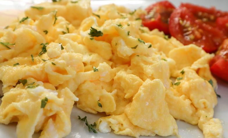 A stock photo of scrambled eggs