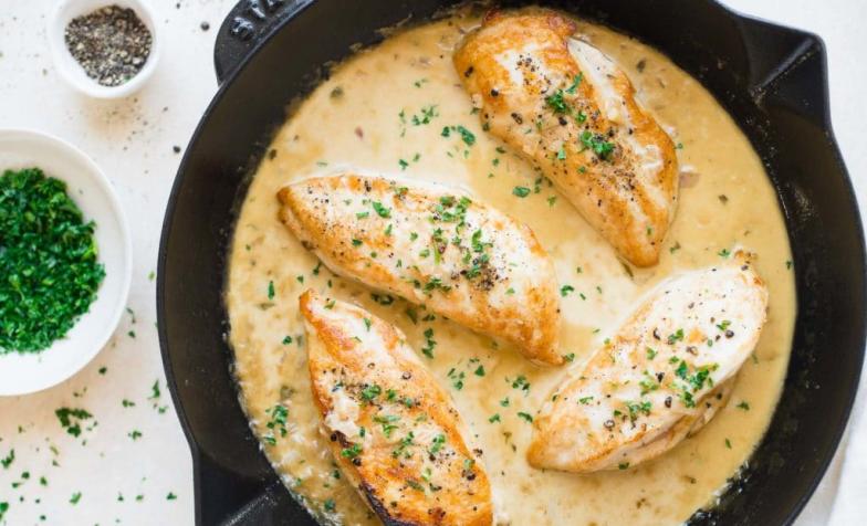 A stock photo of tarragon chicken, to illustrate a recipe for Taste of Home