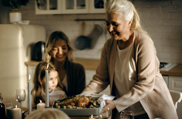A stock photo of a family meal, to promote our Taste of Home campaign