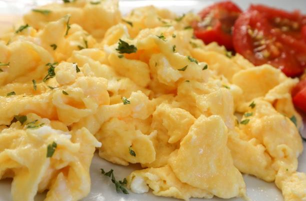 A stock photo of scrambled eggs