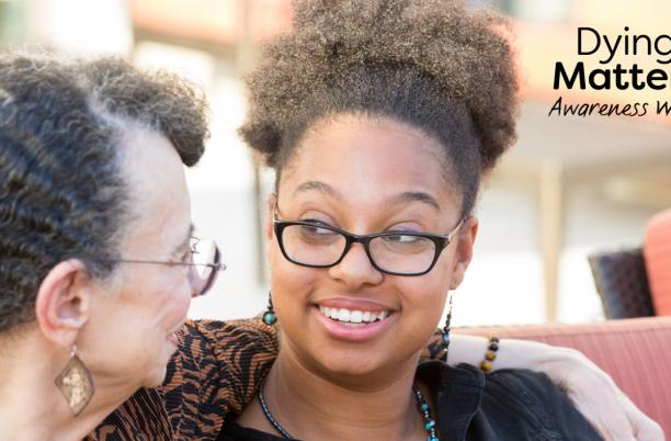 Woman and her grandmother chatting