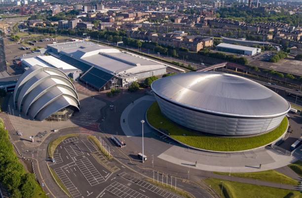 An aerial view of the Scottish Events Campus in Glasgow