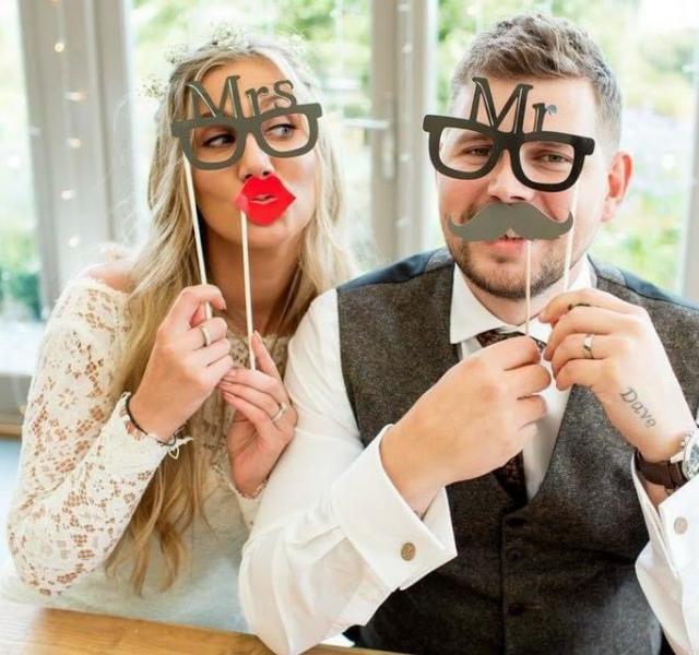 Tom and Jess on their wedding day