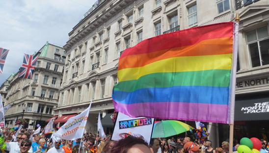 The rainbow flag at Pride London in 2017